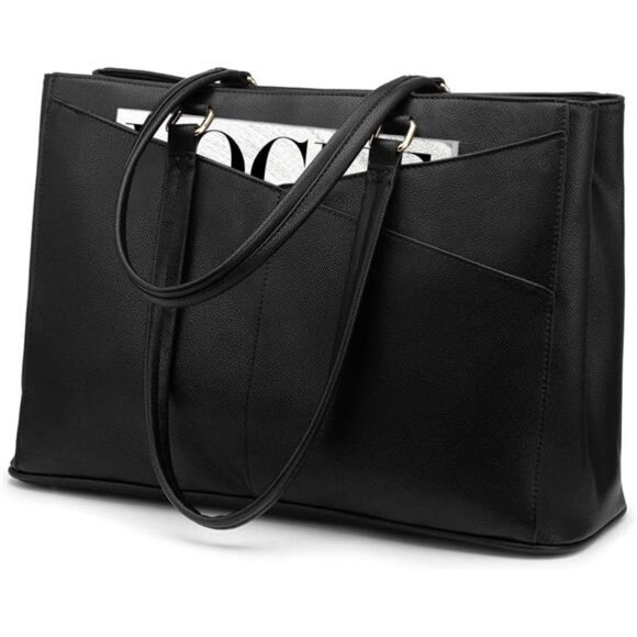 Laptop Tote Bag for Women 15.6 Inch Waterproof Leather Computer Bags Business - Picture 1 of 7